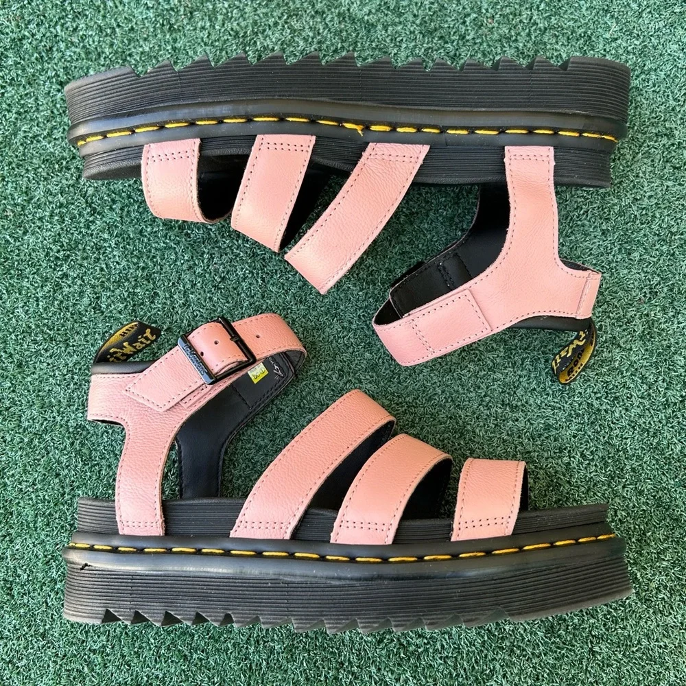 NWT Dr. Martens Blaire Strap Sandal Pisa Leather Peach Pink Beige 8